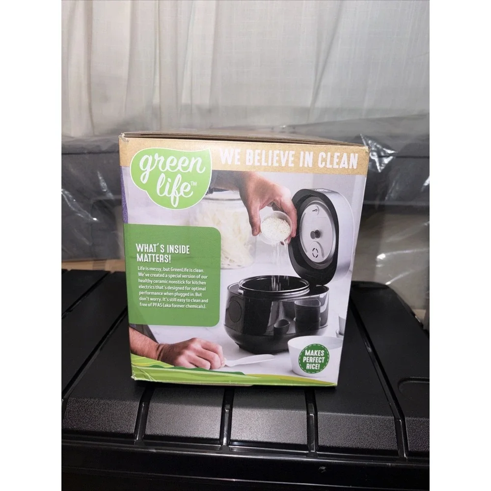 Green Life Healthy Ceramic Nonstick Go Grains,‎ Rice and Grains Cooker Black NIB